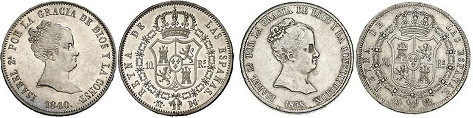 Monedas Isabelinas Plata Primer Sistema