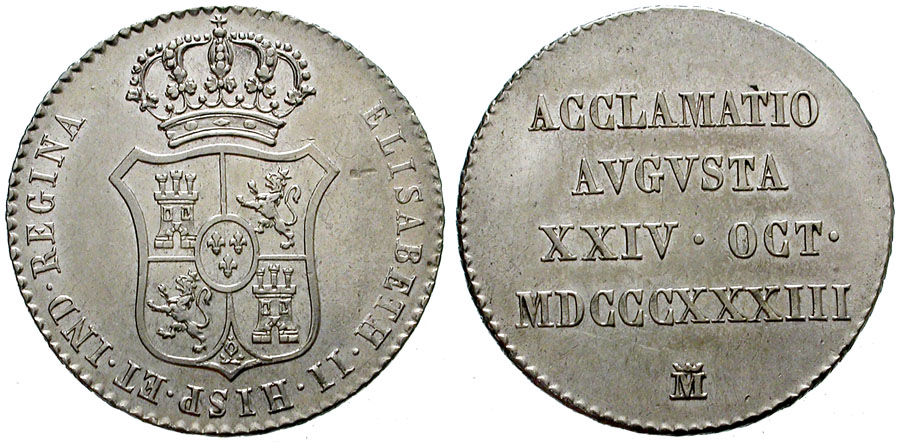ISABEL II. MEDALLA DE PROCLAMACION. MADRID